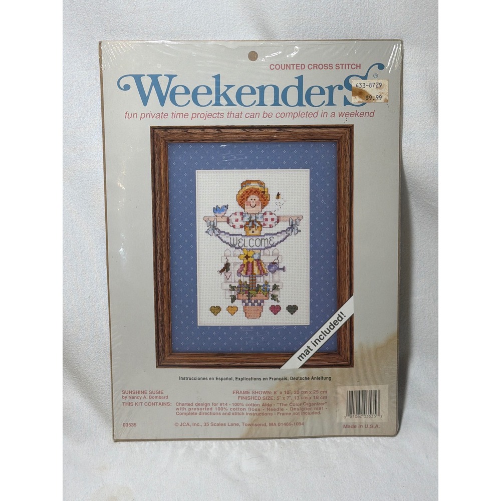 Vintage JCA Weekenders Sunshine Susie Counted Cross Stitch Kit Nancy Bombard